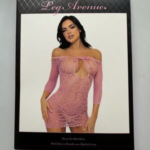 Leg Avenue Pink Heart Net Mini Dress